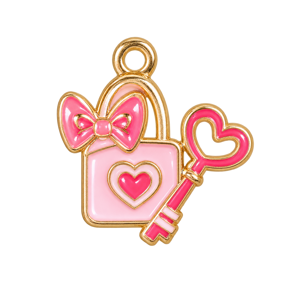 Charm Candado y llave rosa