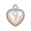 Charm Corazón Perla Plateado