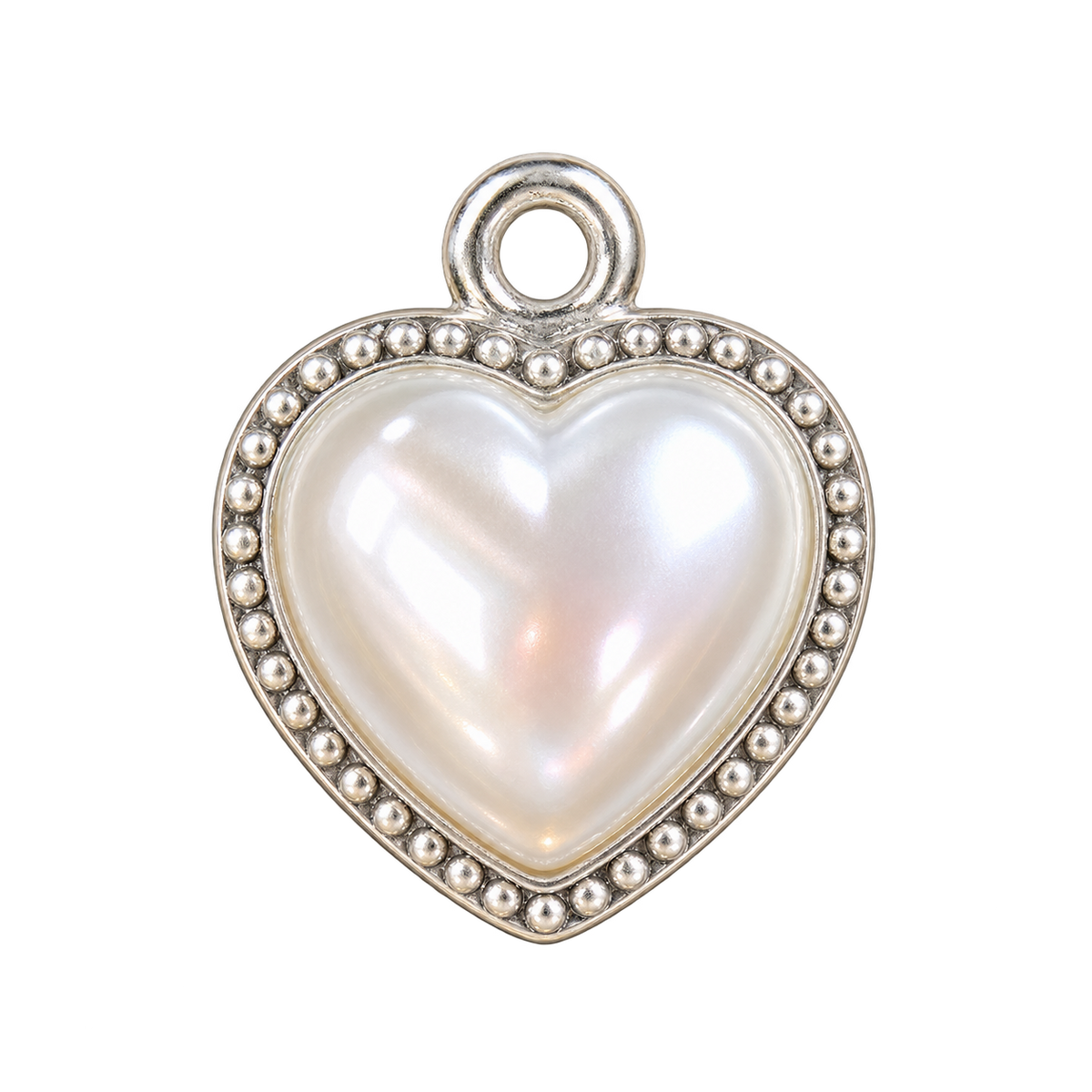 Charm Corazón Perla Plateado