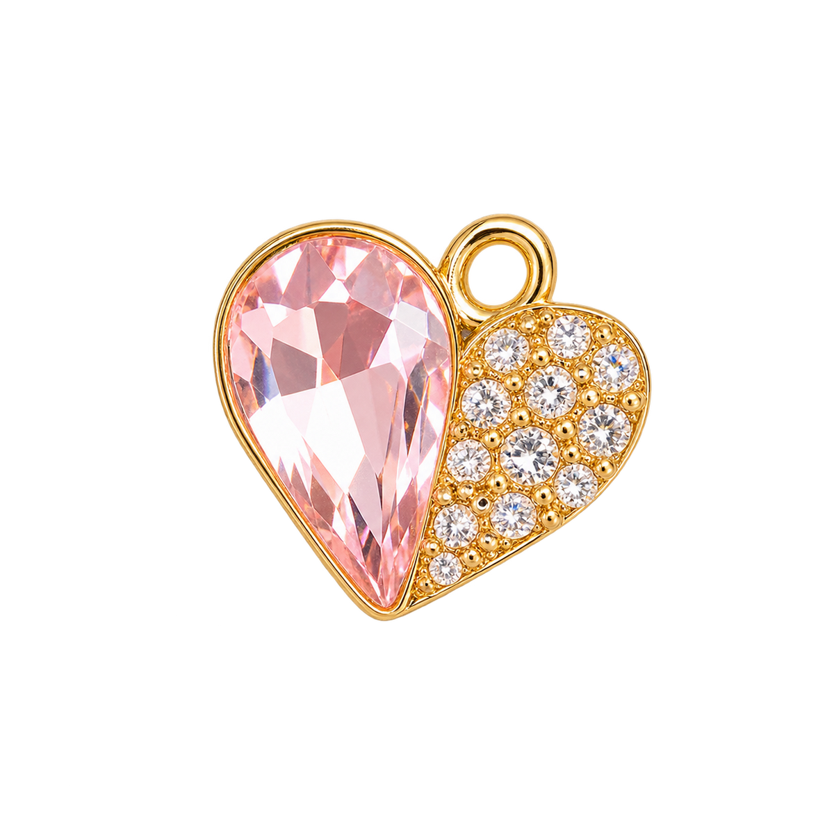 Charm Corazón Rosado y Perlas